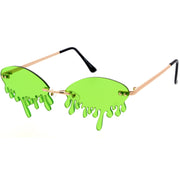 zeroUV Oozing Melting Effect Color Tinted Lens Oval Rimless Drip Sunglasses D072 Sunglasses