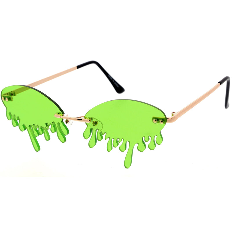 zeroUV Oozing Melting Effect Color Tinted Lens Oval Rimless Drip Sunglasses D072 Sunglasses