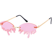 zeroUV Oozing Melting Effect Color Tinted Lens Oval Rimless Drip Sunglasses D072 Sunglasses