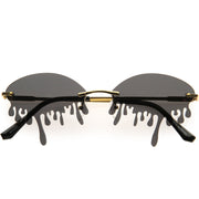 zeroUV Oozing Melting Effect Color Tinted Lens Oval Rimless Drip Sunglasses D072 Sunglasses