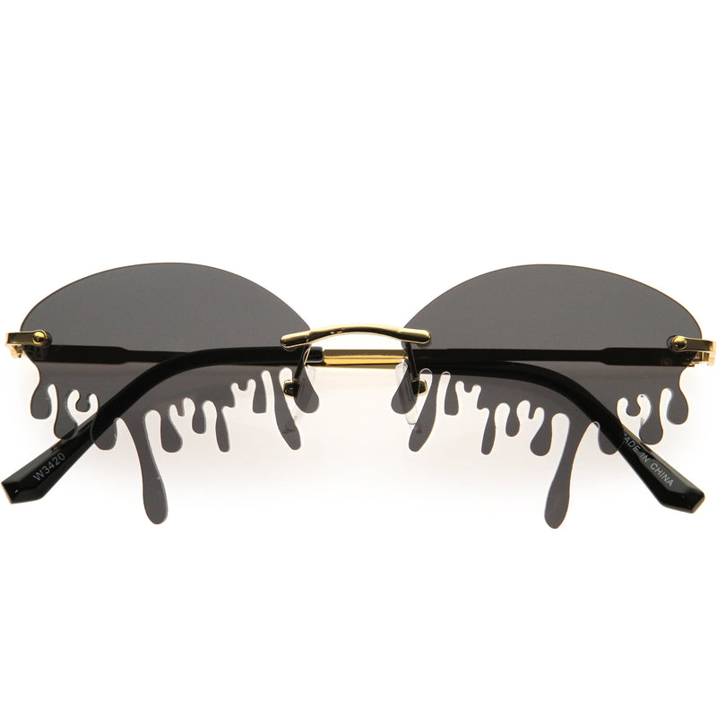zeroUV Oozing Melting Effect Color Tinted Lens Oval Rimless Drip Sunglasses D072 Sunglasses