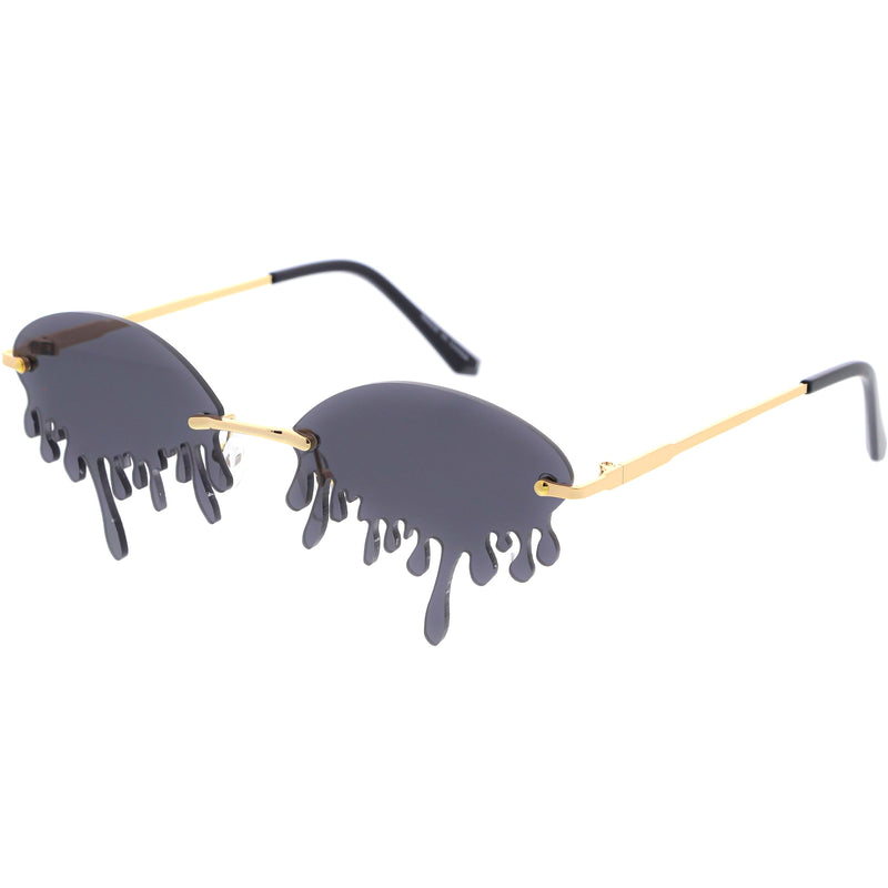 zeroUV Oozing Melting Effect Color Tinted Lens Oval Rimless Drip Sunglasses D072 Sunglasses