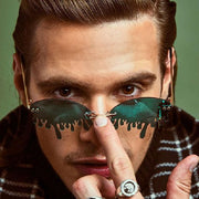 zeroUV Oozing Melting Effect Color Tinted Lens Oval Rimless Drip Sunglasses D072 Sunglasses