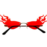 zeroUV Flaming Fire Color Tinted Lens Oval Rimless Flames Sunglasses D073 Sunglasses