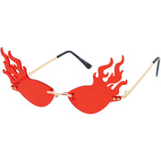 zeroUV Flaming Fire Color Tinted Lens Oval Rimless Flames Sunglasses D073 Sunglasses