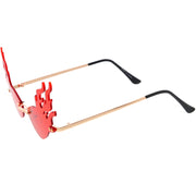 zeroUV Flaming Fire Color Tinted Lens Oval Rimless Flames Sunglasses D073 Sunglasses