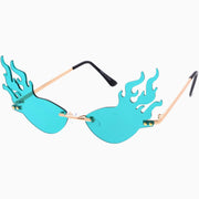 zeroUV Flaming Fire Color Tinted Lens Oval Rimless Flames Sunglasses D073 Sunglasses