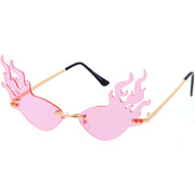 zeroUV Flaming Fire Color Tinted Lens Oval Rimless Flames Sunglasses D073 Sunglasses