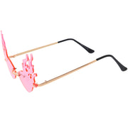 zeroUV Flaming Fire Color Tinted Lens Oval Rimless Flames Sunglasses D073 Sunglasses