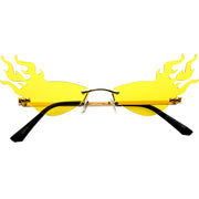 zeroUV Flaming Fire Color Tinted Lens Oval Rimless Flames Sunglasses D073 Sunglasses