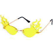 zeroUV Flaming Fire Color Tinted Lens Oval Rimless Flames Sunglasses D073 Sunglasses