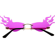zeroUV Flaming Fire Color Tinted Lens Oval Rimless Flames Sunglasses D073 Sunglasses