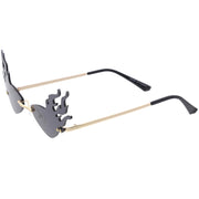 zeroUV Flaming Fire Color Tinted Lens Oval Rimless Flames Sunglasses D073 Sunglasses