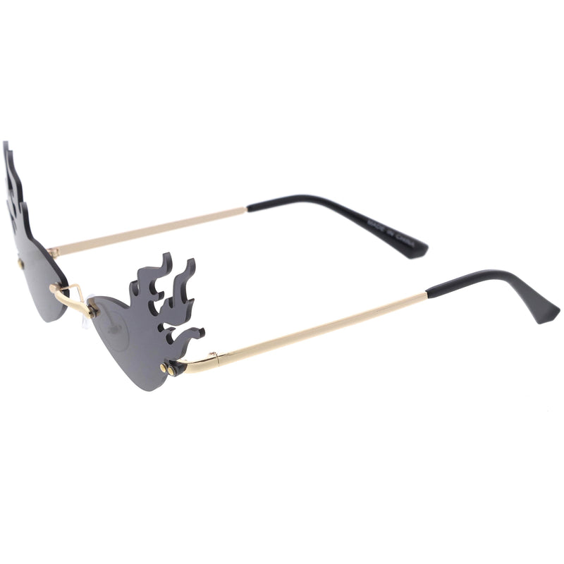 zeroUV Flaming Fire Color Tinted Lens Oval Rimless Flames Sunglasses D073 Sunglasses