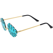 zeroUV Tropical Palm Leaf Shape Cut-Out Rimless Color Tinted Leaves Sunglasses D075 Sunglasses