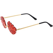 zeroUV Tropical Palm Leaf Shape Cut-Out Rimless Color Tinted Leaves Sunglasses D075 Sunglasses