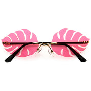 zeroUV Tropical Palm Leaf Shape Cut-Out Rimless Color Tinted Leaves Sunglasses D075 Sunglasses