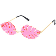zeroUV Tropical Palm Leaf Shape Cut-Out Rimless Color Tinted Leaves Sunglasses D075 Sunglasses