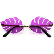 zeroUV Tropical Palm Leaf Shape Cut-Out Rimless Color Tinted Leaves Sunglasses D075 Sunglasses