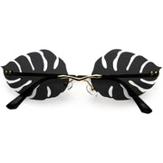 zeroUV Tropical Palm Leaf Shape Cut-Out Rimless Color Tinted Leaves Sunglasses D075 Sunglasses