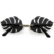 zeroUV Tropical Palm Leaf Shape Cut-Out Rimless Color Tinted Leaves Sunglasses D075 Sunglasses
