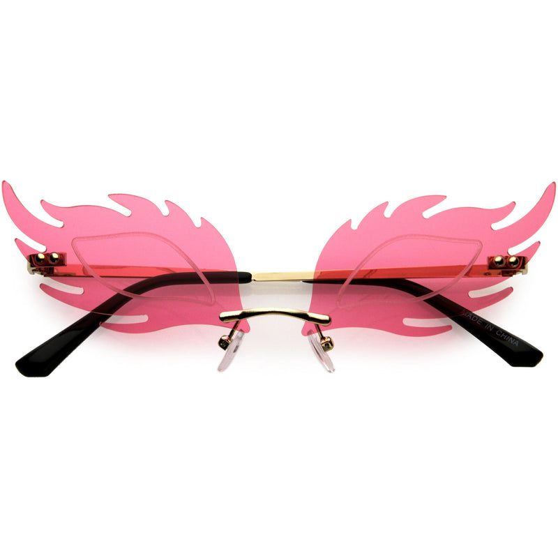 zeroUV Aesthetically Elegant Fire Bevelled Masquerade Detail Flame Shaped Sunglasses D076 Sunglasses