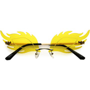 zeroUV Aesthetically Elegant Fire Bevelled Masquerade Detail Flame Shaped Sunglasses D076 Sunglasses