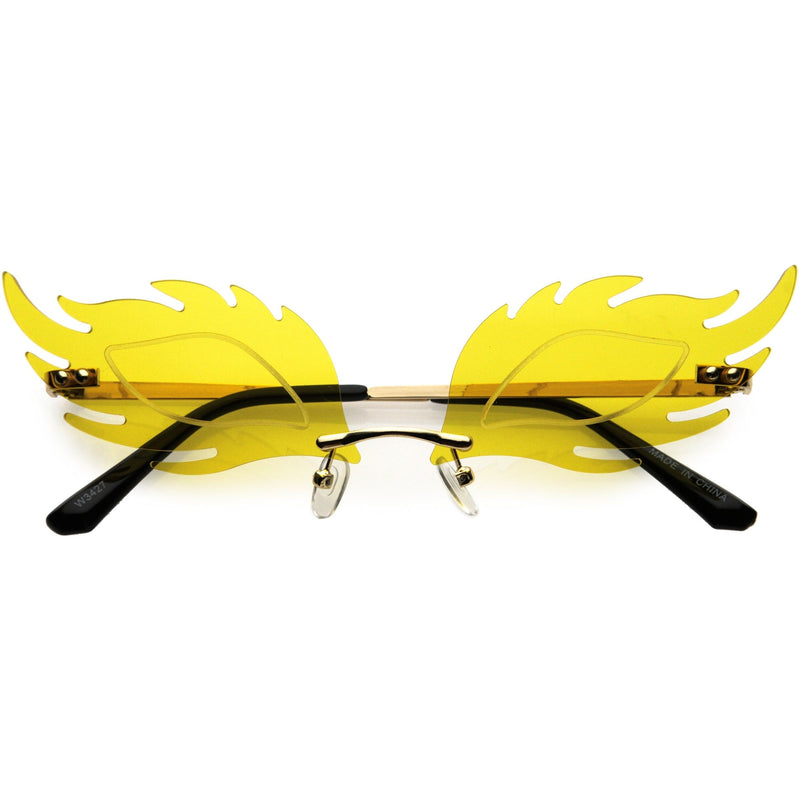 zeroUV Aesthetically Elegant Fire Bevelled Masquerade Detail Flame Shaped Sunglasses D076 Sunglasses