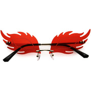 zeroUV Aesthetically Elegant Fire Bevelled Masquerade Detail Flame Shaped Sunglasses D076 Sunglasses