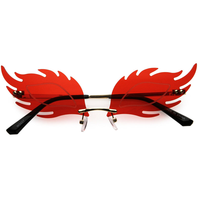 zeroUV Aesthetically Elegant Fire Bevelled Masquerade Detail Flame Shaped Sunglasses D076 Sunglasses