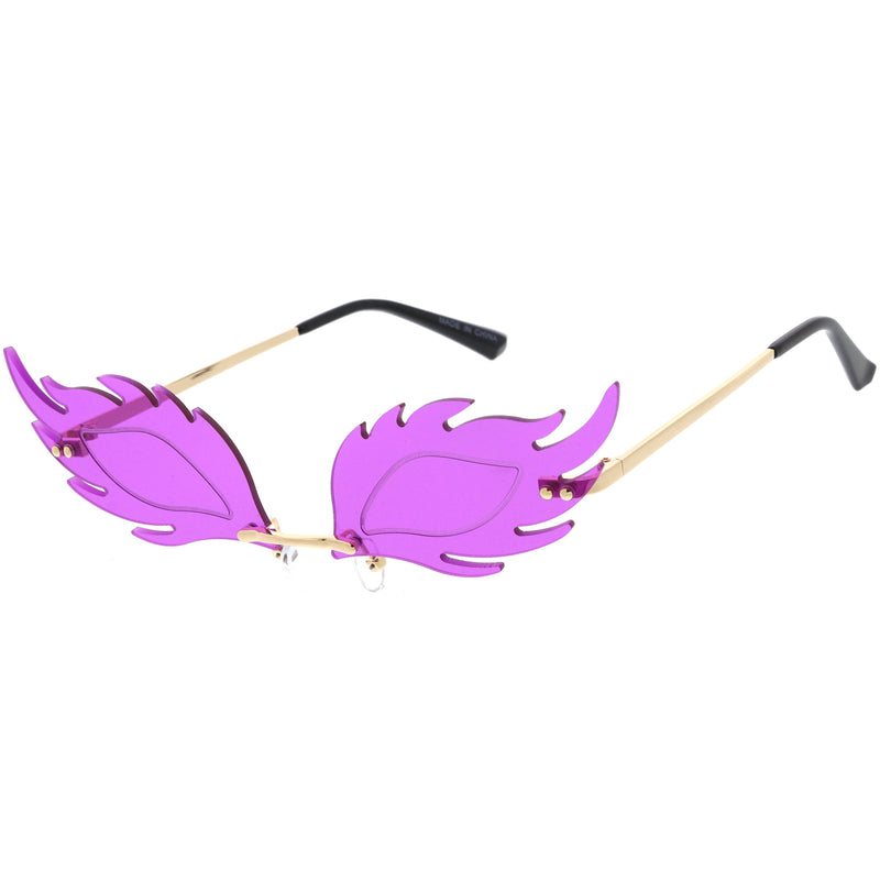 zeroUV Aesthetically Elegant Fire Bevelled Masquerade Detail Flame Shaped Sunglasses D076 Sunglasses