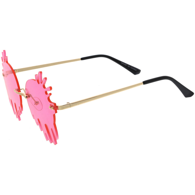 zeroUV Rimless Splatter Melting Dripping Effect Color Tinted Lens Round Drip Sunglasses D077 Sunglasses