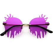 zeroUV Rimless Splatter Melting Dripping Effect Color Tinted Lens Round Drip Sunglasses D077 Sunglasses