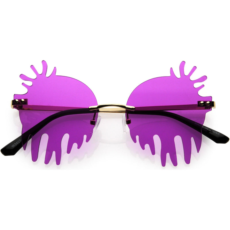 zeroUV Rimless Splatter Melting Dripping Effect Color Tinted Lens Round Drip Sunglasses D077 Sunglasses