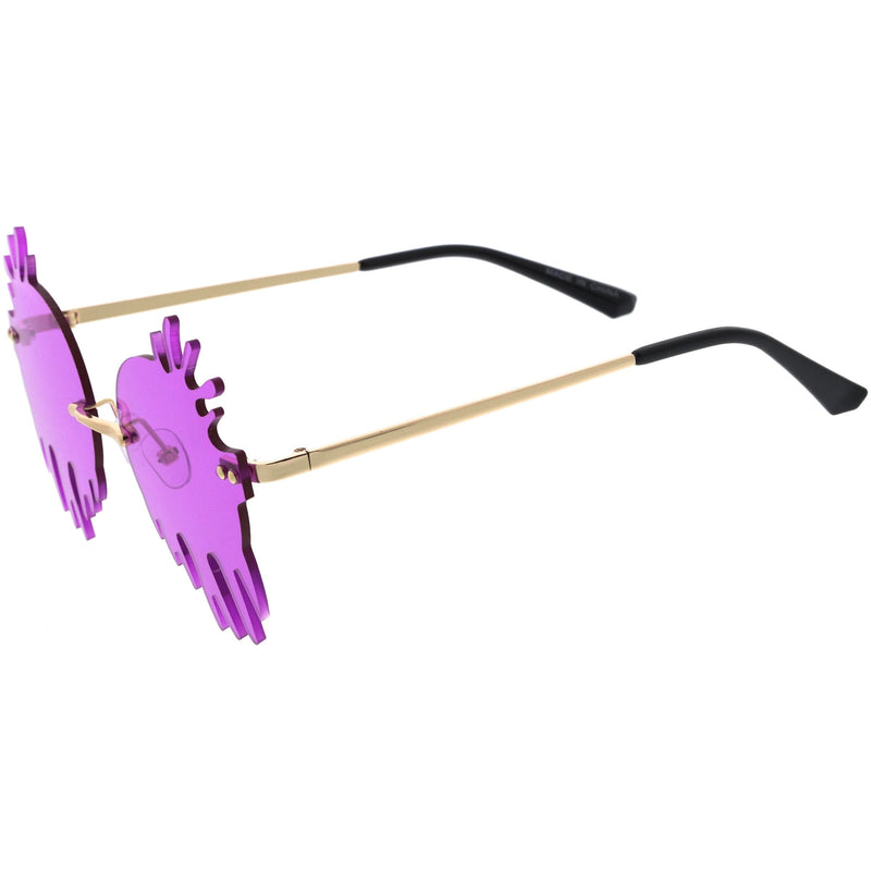 zeroUV Rimless Splatter Melting Dripping Effect Color Tinted Lens Round Drip Sunglasses D077 Sunglasses