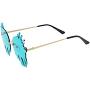 zeroUV Rimless Splatter Melting Dripping Effect Color Tinted Lens Round Drip Sunglasses D077 Sunglasses