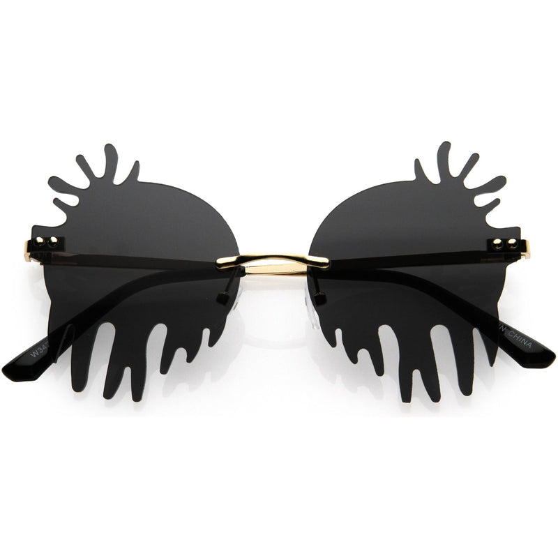 zeroUV Rimless Splatter Melting Dripping Effect Color Tinted Lens Round Drip Sunglasses D077 Sunglasses