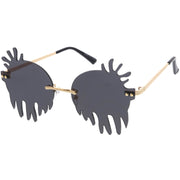 zeroUV Rimless Splatter Melting Dripping Effect Color Tinted Lens Round Drip Sunglasses D077 Sunglasses