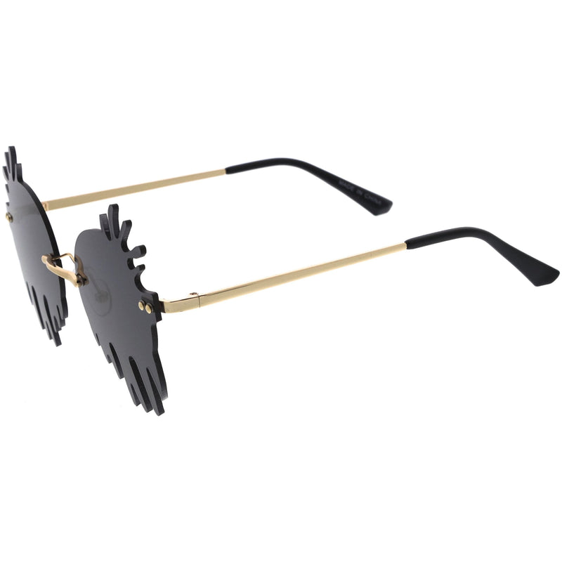 zeroUV Rimless Splatter Melting Dripping Effect Color Tinted Lens Round Drip Sunglasses D077 Sunglasses