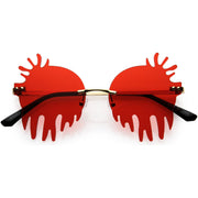 zeroUV Rimless Splatter Melting Dripping Effect Color Tinted Lens Round Drip Sunglasses D077 Sunglasses
