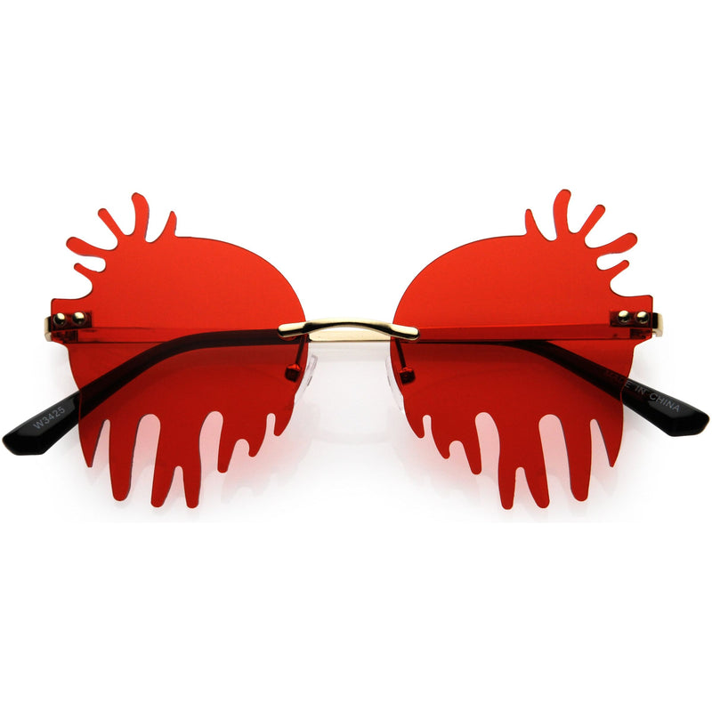 zeroUV Rimless Splatter Melting Dripping Effect Color Tinted Lens Round Drip Sunglasses D077 Sunglasses