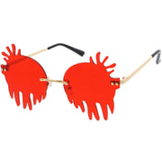 zeroUV Rimless Splatter Melting Dripping Effect Color Tinted Lens Round Drip Sunglasses D077 Sunglasses
