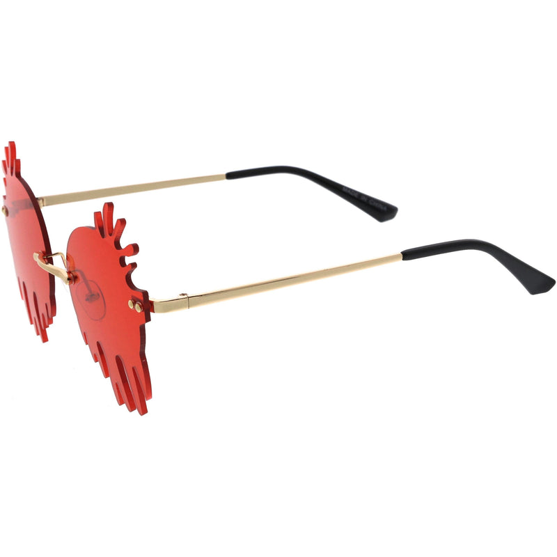 zeroUV Rimless Splatter Melting Dripping Effect Color Tinted Lens Round Drip Sunglasses D077 Sunglasses