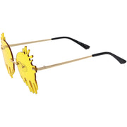 zeroUV Rimless Splatter Melting Dripping Effect Color Tinted Lens Round Drip Sunglasses D077 Sunglasses
