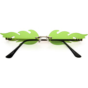 zeroUV Bold Fire Flaming Shape Color Tinted Lens Rimless Flames Sunglasses D080 Sunglasses