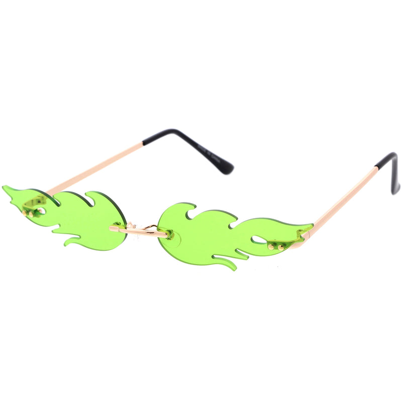 zeroUV Bold Fire Flaming Shape Color Tinted Lens Rimless Flames Sunglasses D080 Sunglasses