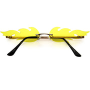zeroUV Bold Fire Flaming Shape Color Tinted Lens Rimless Flames Sunglasses D080 Sunglasses