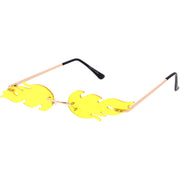 zeroUV Bold Fire Flaming Shape Color Tinted Lens Rimless Flames Sunglasses D080 Sunglasses
