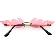 zeroUV Bold Fire Flaming Shape Color Tinted Lens Rimless Flames Sunglasses D080 Sunglasses