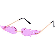zeroUV Bold Fire Flaming Shape Color Tinted Lens Rimless Flames Sunglasses D080 Sunglasses